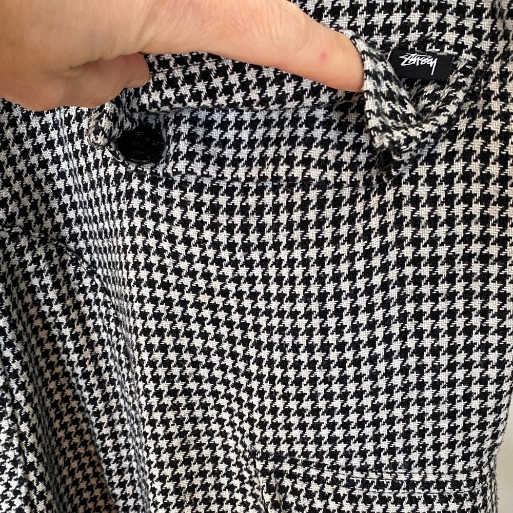 Stussy Black and White houndstooth Checkered Cargo Pants Barrel skater street - Picture 10 of 16